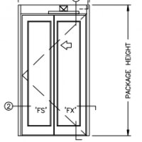 A drawing of folding doors.