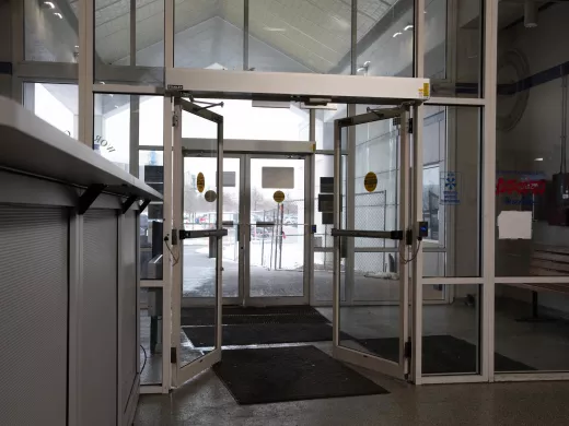 A set of doors in a manufacturing facility.