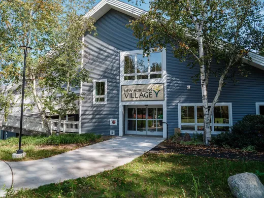 Automatic door seen on entrance of New Horizons Village assisted living building.