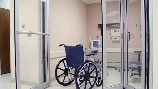 swing/fold door hybrid in a healthcare setting